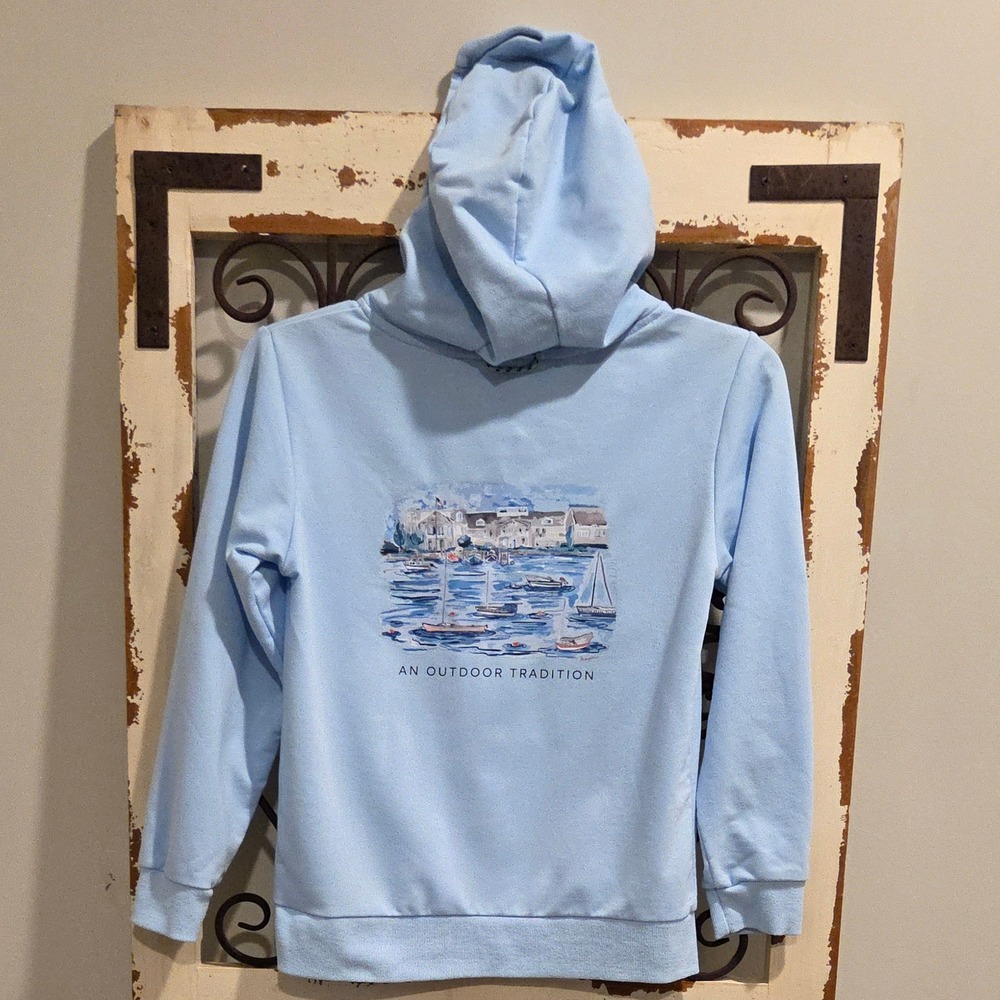 PRODOH Kids Light Blue Coastal Harbor Graphic Hoodie Sweatshirt Size S 8/10 - Picture 4 of 7